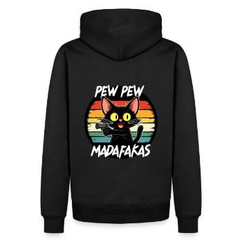 Pew Pew Cat Drôle de chat - Sweat à capuche Premium bio Homme - noir - Dos - Nico (187cm)