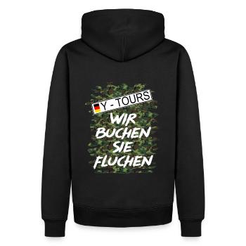 Shirt Wehrdienst Y-Tours - Männer Premium Bio Hoodie - Schwarz - Hinten - Nico (187cm)