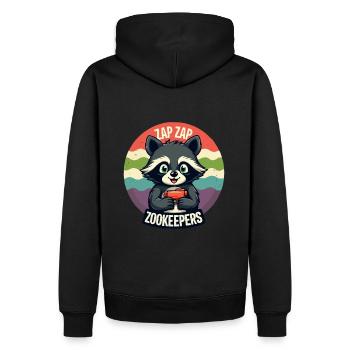 Zap Zap Zookeepers Waschbär Lustig Cat - Männer Premium Bio Hoodie - Schwarz - Hinten - Nico (187cm)