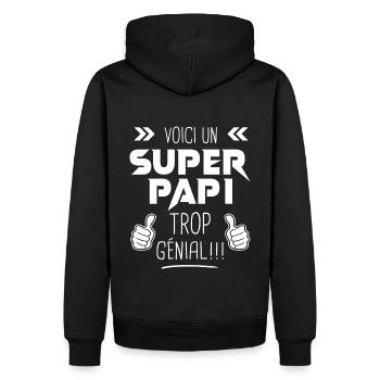 Super Papi meilleur papy cadeau grand père - Sweat à capuche Premium bio Homme - noir - Dos - Nico (187cm)