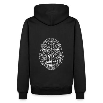 T-Rex Kopf Geometrisch Linienzeichnung - Männer Premium Bio Hoodie - Schwarz - Hinten - Nico (187cm)