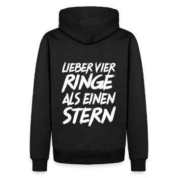 Auto Spruch Lustig Wagen Ringe Stern - Männer Premium Bio Hoodie - Schwarz - Hinten - Nico (187cm)