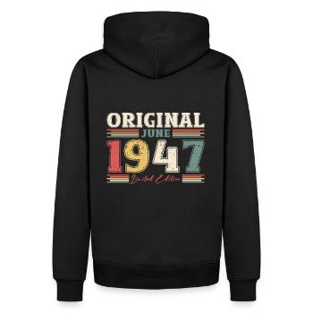 Original Juni 1947 Jahrgang 1947 Geburtstag 1947 - Männer Premium Bio Hoodie - Schwarz - Hinten - Nico (187cm)