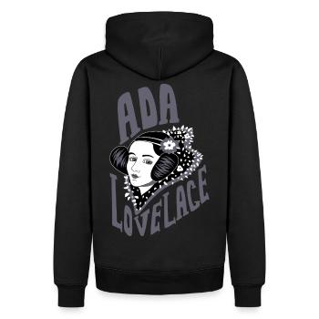 Ada Lovelace Grau - Inspirational Mathematician - Men’s Premium Organic Hoodie - black - Back - Nico (187cm)