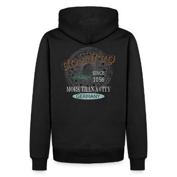 Authentic Coburg tuerkis best for black - Men’s Premium Organic Hoodie - black - Back - Nico (187cm)