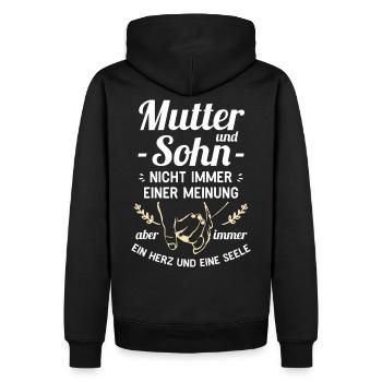Mutter und Sohn - Ein Herz und eine Seele - Männer Premium Bio Hoodie - Schwarz - Hinten - Nico (187cm)