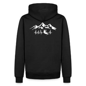 Bergsteiger Herzschlag Berg Berge Bergsteigen EKG - Männer Premium Bio Hoodie - Schwarz - Hinten - Nico (187cm)