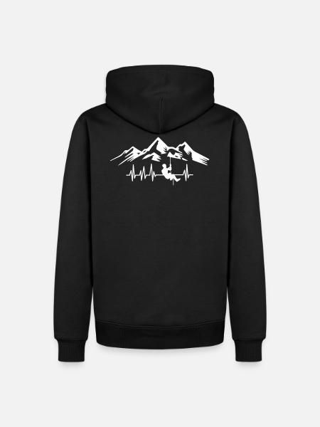 Alpiniste rythme cardiaque montagne montagne alpinisme ECG - Sweat à capuche Premium bio Homme - noir
