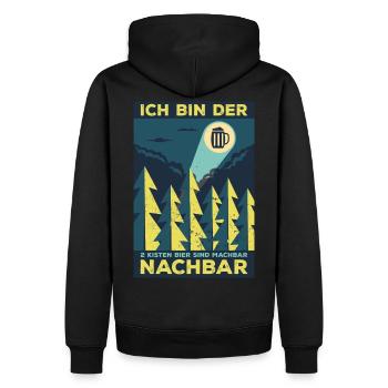 Ich bin der 2 Kisten Bier sind machbar Nachbar - Männer Premium Bio Hoodie - Schwarz - Hinten - Nico (187cm)