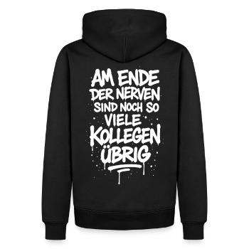 À bout de nerfs, il reste encore tant de collègues - Sweat à capuche Premium bio Homme - noir - Dos - Nico (187cm)