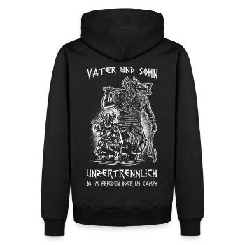Vater & Sohn - Männer Premium Bio Hoodie - Schwarz - Hinten - Nico (187cm)