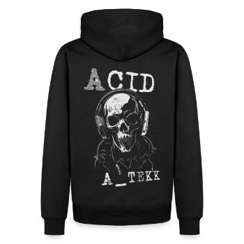 Techno Skull - Tekk Head - Männer Premium Bio Hoodie - Schwarz - Hinten - Nico (187cm)
