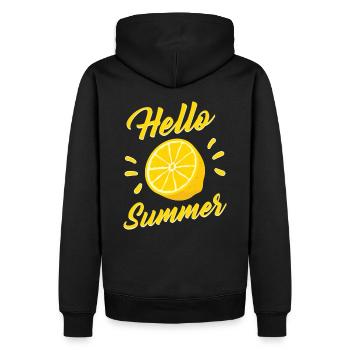 Hello Summer Sommer Zitrone Lemon Motto Geschenk - Männer Premium Bio Hoodie - Schwarz - Hinten - Nico (187cm)