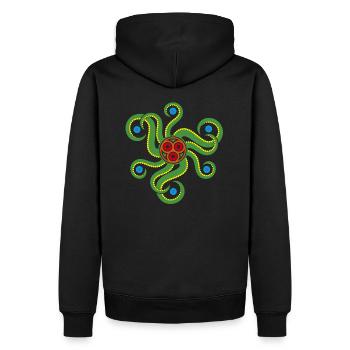 Der im Meer (grün) - Männer Premium Bio Hoodie - Schwarz - Hinten - Nico (187cm)