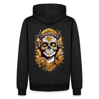 Golden Sugar Skull - Men’s Premium Organic Hoodie - black - Back - Nico (187cm)