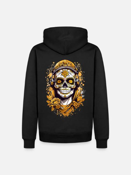 Golden Sugar Skull - Men’s Premium Organic Hoodie - black