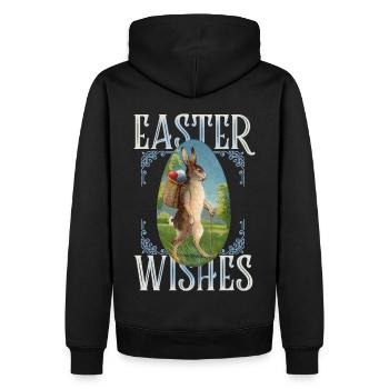 Lapin de Pâques, lapin rétro-vintage - Sweat à capuche Premium bio Homme - noir - Dos - Nico (187cm)