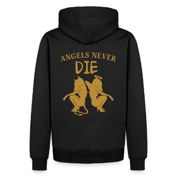 LES ANGES NE MEURENT JAMAIS Anges et démons avec la parole - Sweat à capuche Premium bio Homme - noir - Dos - Nico (187cm)