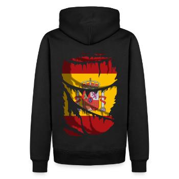 Drapeau de l’Espagne avec le bouclier, effet tissu cassé - Sweat à capuche Premium bio Homme - noir - Dos - Nico (187cm)