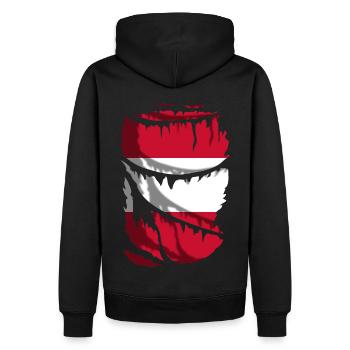 Flag of Austria, broken or torn fabric effect - Men’s Premium Organic Hoodie - black - Back - Nico (187cm)