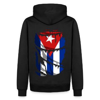 Drapeau de Cuba, effet tissu cassé - Sweat à capuche Premium bio Homme - noir - Dos - Nico (187cm)