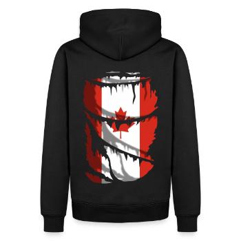 Flagge Kanadas, mit Bruchstoffeffekt - Männer Premium Bio Hoodie - Schwarz - Hinten - Nico (187cm)