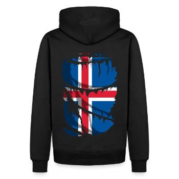 Flagge Islands, zerbrochener oder abgenutzter Stoffeffekt - Männer Premium Bio Hoodie - Schwarz - Hinten - Nico (187cm)