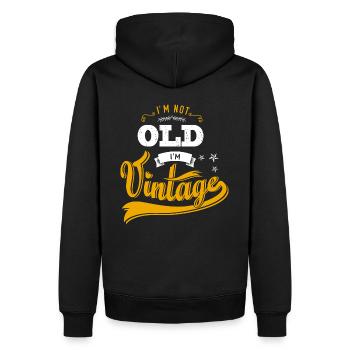 I'M NOT OLD I'M VINTAGE birthday present tshirt - Männer Premium Bio Hoodie - Schwarz - Hinten - Nico (187cm)