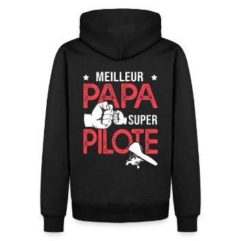 Cadeau papa meilleur papa pilote de delta plane - Sweat à capuche Premium bio Homme - noir - Dos - Nico (187cm)