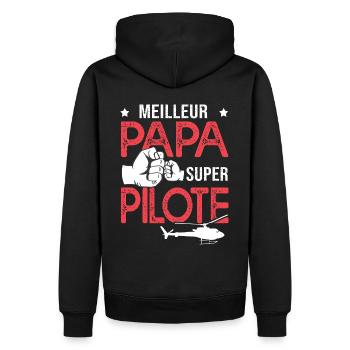Cadeau papa meilleur papa pilote de hélicoptère - Sweat à capuche Premium bio Homme - noir - Dos - Nico (187cm)