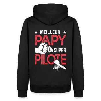Cadeau papy meilleur papy pilote de ULM - Sweat à capuche Premium bio Homme - noir - Dos - Nico (187cm)