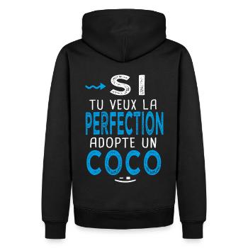 la perfection adopte un Coco Cadeau Corentin - Sweat à capuche Premium bio Homme - noir - Dos - Nico (187cm)