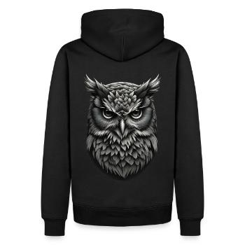 Majestätische Eulenpracht - Männer Premium Bio Hoodie - Schwarz - Hinten - Nico (187cm)