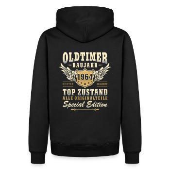 60. Geburtstag Oldtimer 60 Jahre Geschenkidee - Männer Premium Bio Hoodie - Schwarz - Hinten - Nico (187cm)