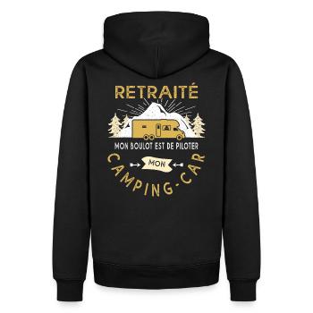 retraité camping6car cadeau humour retraite homme - Sweat à capuche Premium bio Homme - noir - Dos - Nico (187cm)