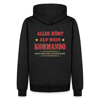 MEIN KOMMANDO - Männer Premium Bio Hoodie - Schwarz - Hinten - Nico (187cm)
