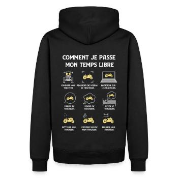 Tracteur Humour Agriculteur Paysan Fermier - Sweat à capuche Premium bio Homme - noir - Dos - Nico (187cm)