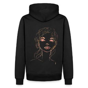 Illustration orange visage femme - Sweat à capuche Premium bio Homme - noir - Dos - Nico (187cm)