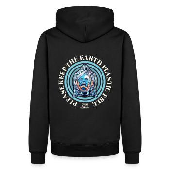 Plastikfreie Erde - Männer Premium Bio Hoodie - Schwarz - Hinten - Nico (187cm)
