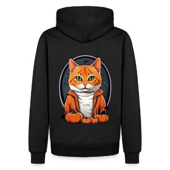 Halloween Katze - Männer Premium Bio Hoodie - Schwarz - Hinten - Nico (187cm)