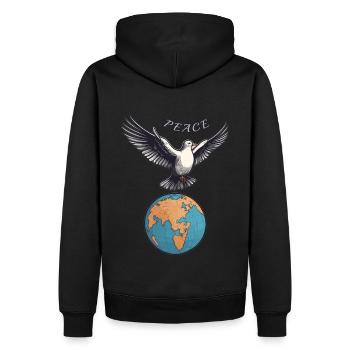 Paix mondiale sur Terre - Sweat à capuche Premium bio Homme - noir - Dos - Nico (187cm)