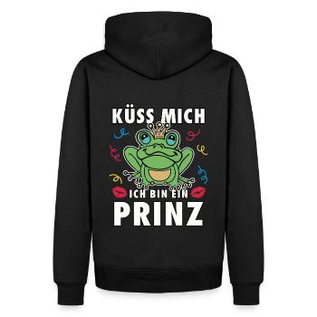 Karneval Küss Mich Ich Bin Ein Prinz Kostümidee - Männer Premium Bio Hoodie - Schwarz - Hinten - Nico (187cm)