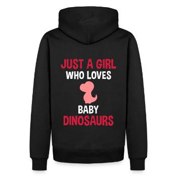 Juste une fille qui aime les bébés dinosaures - Sweat à capuche Premium bio Homme - noir - Dos - Nico (187cm)