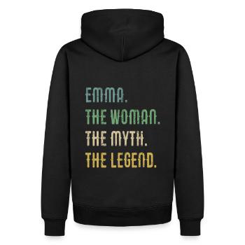 Emma la femme Le mythe La légende - Sweat à capuche Premium bio Homme - noir - Dos - Nico (187cm)