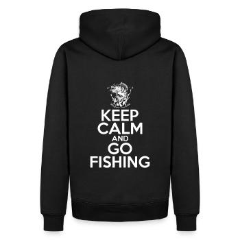 Keep Calm And Go Fishing - Men’s Premium Organic Hoodie - black - Back - Nico (187cm)