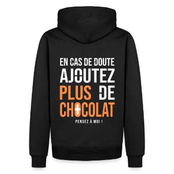 Tshirt Humour chocolat drôle Plus de chocolat - Sweat à capuche Premium bio Homme - noir - Dos - Nico (187cm)