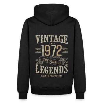 1972 vintage anniversaire vintage born legend 1972 - Sweat à capuche Premium bio Homme - noir - Dos - Nico (187cm)