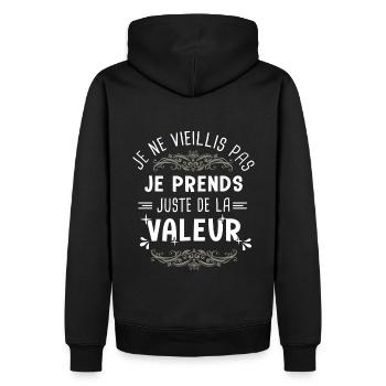 je ne vieillis pas anniversaire - Sweat à capuche Premium bio Homme - noir - Dos - Nico (187cm)