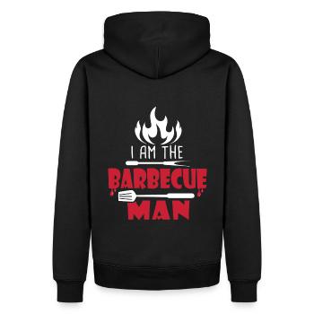 Cadeau papa I am the barbecue man daddy - Sweat à capuche Premium bio Homme - noir - Dos - Nico (187cm)