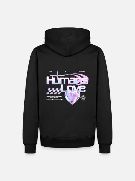 Menschen Liebe - Männer Premium Bio Hoodie - Schwarz